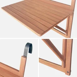 Opklapbare balkontafel hout rechthoekig 70x50cm