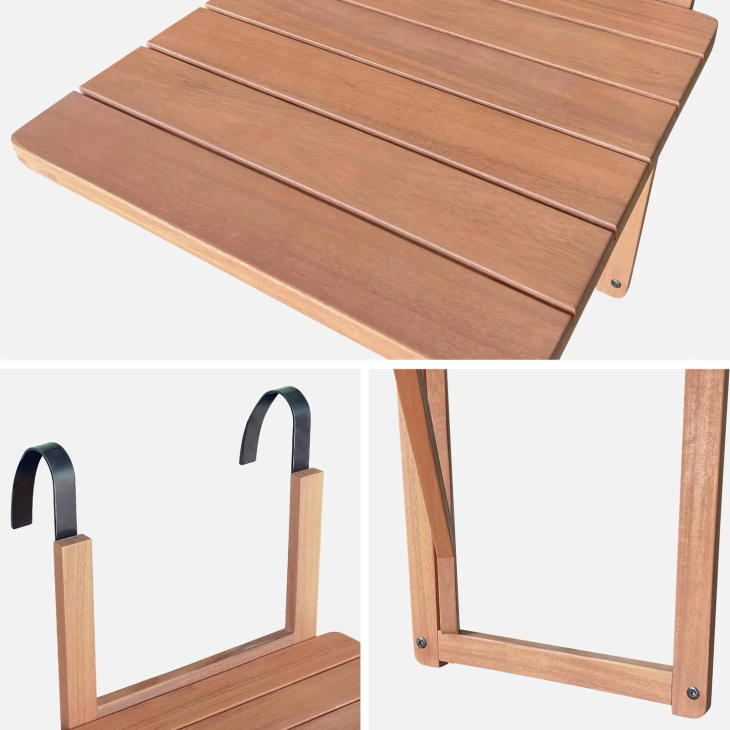 Opklapbare balkontafel hout vierkant 40x40cm