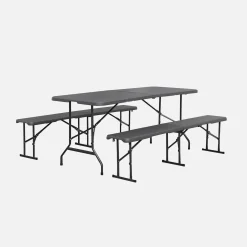 Opklapbare kunststof receptietafel + bank