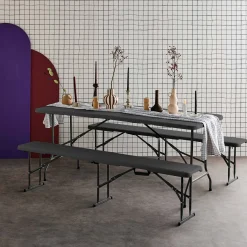 Opklapbare kunststof receptietafel + bank