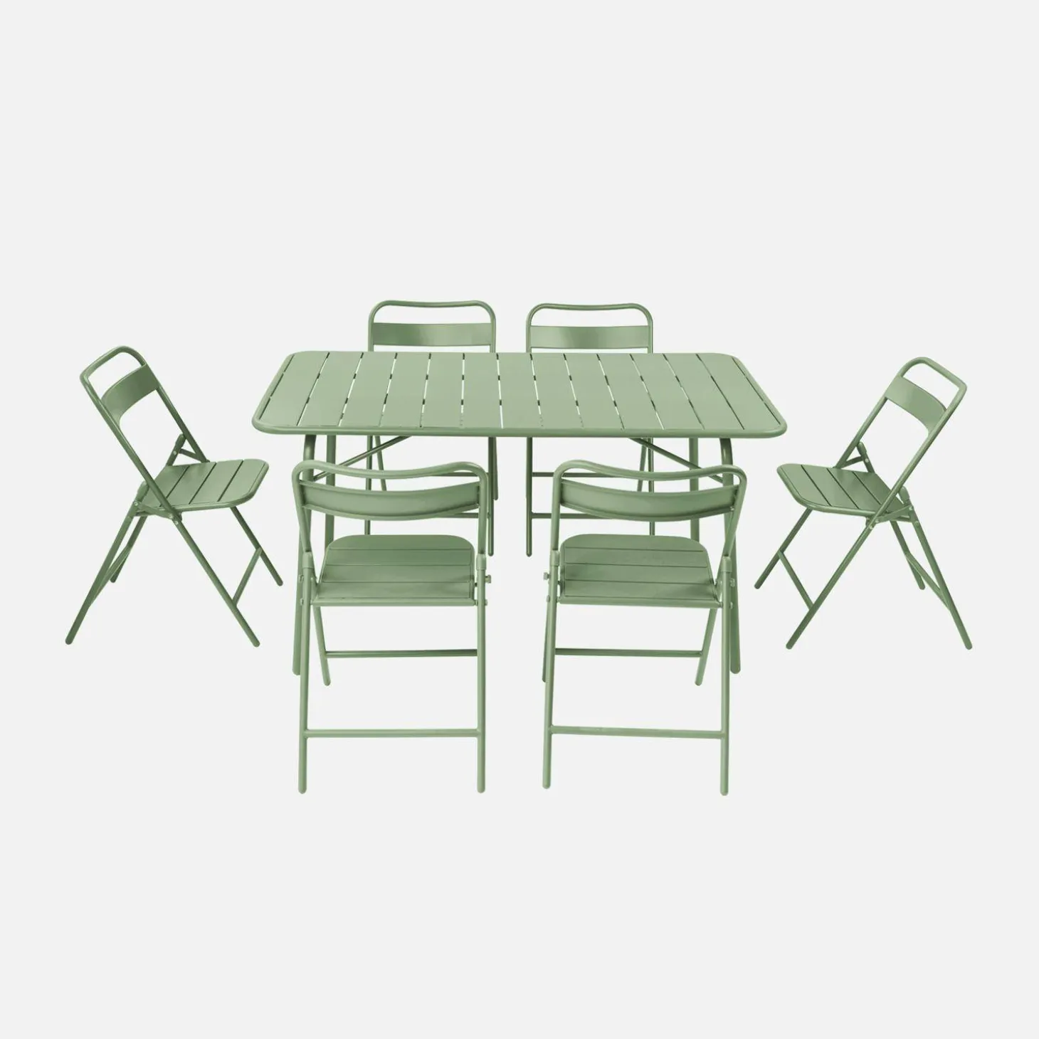 Opklapbare tuintafel met 6 opklapbare stoelen metaal