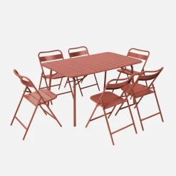 Opklapbare tuintafel met 6 opklapbare stoelen metaal
