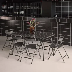 Opklapbare tuintafel met 6 opklapbare stoelen metaal