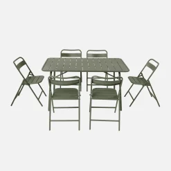 Opklapbare tuintafel met 6 opklapbare stoelen metaal