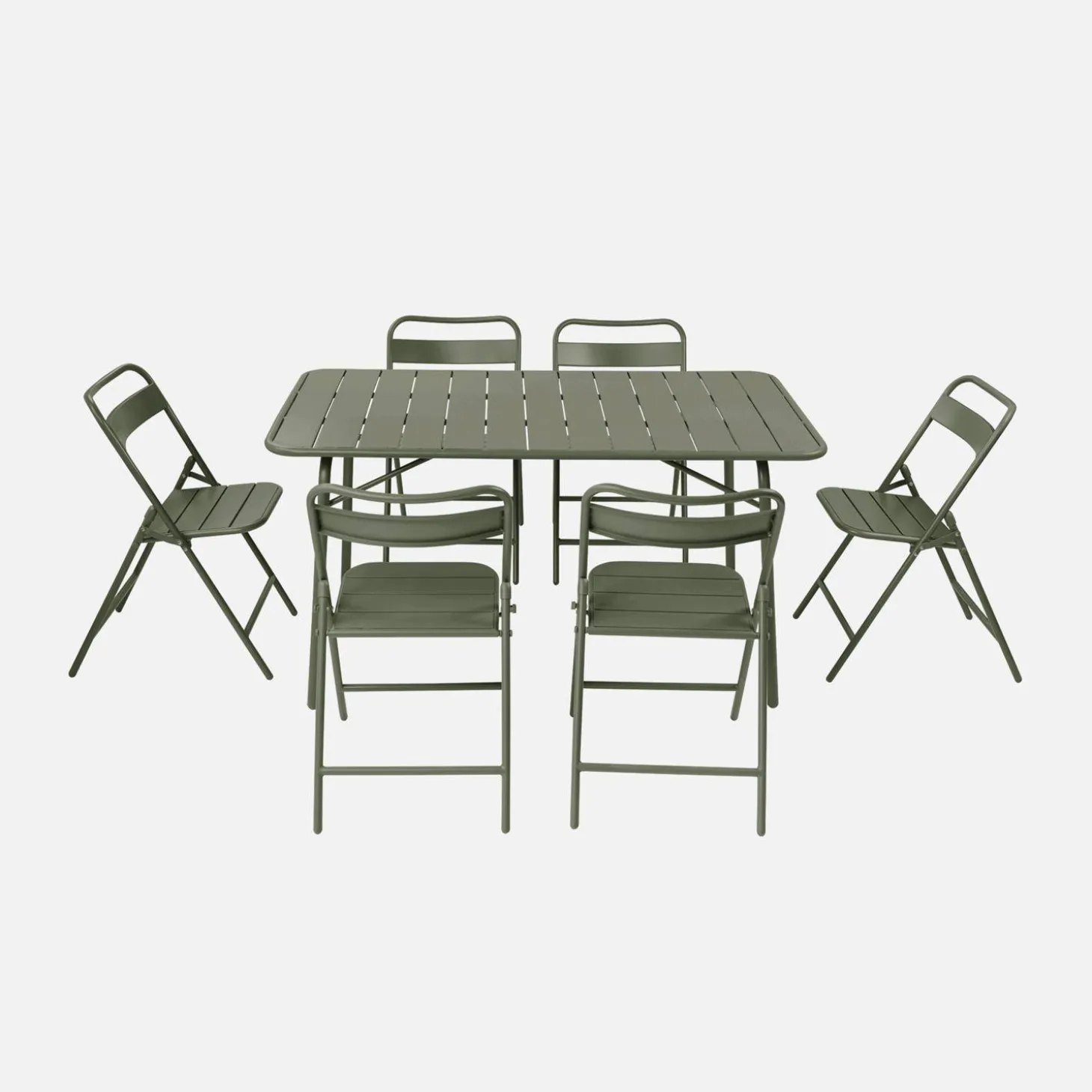 Opklapbare tuintafel met 6 opklapbare stoelen metaal