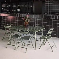 Opklapbare tuintafel met 6 opklapbare stoelen metaal