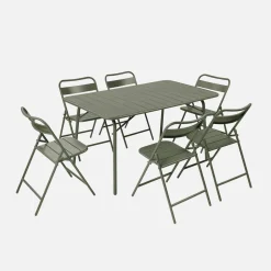 Opklapbare tuintafel met 6 opklapbare stoelen metaal