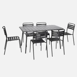 Opklapbare tuintafel met 6 stoelen metaal