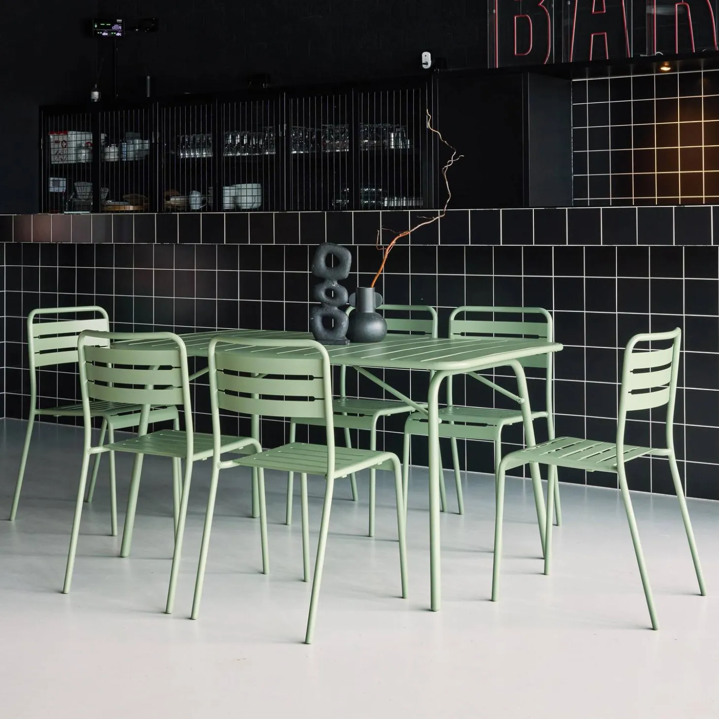 Opklapbare tuintafel met 6 stoelen metaal
