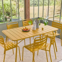 Opklapbare tuintafel met 6 stoelen metaal