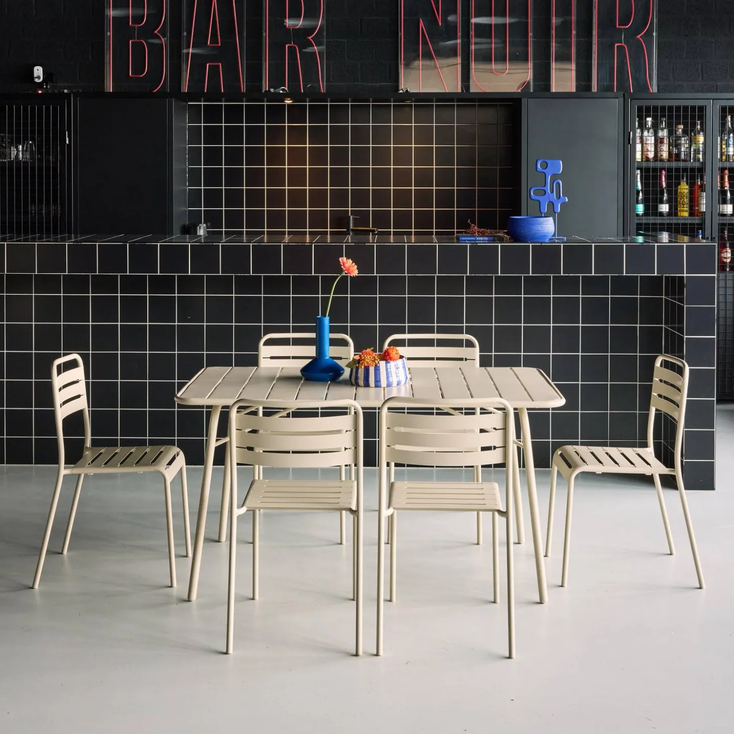 Opklapbare tuintafel met 6 stoelen metaal