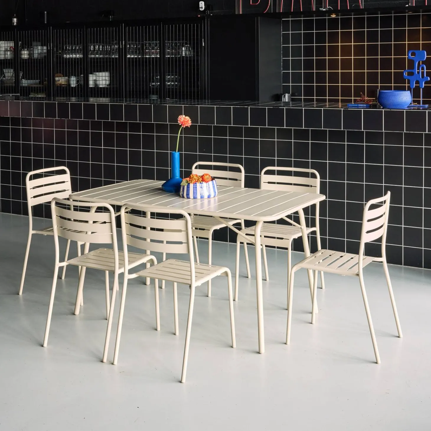 Opklapbare tuintafel met 6 stoelen metaal