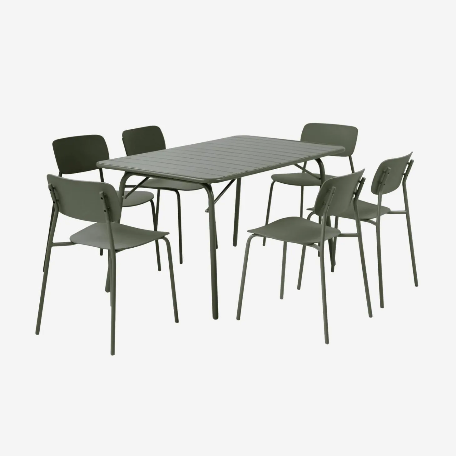 Opklapbare tuintafel + 6 stoelen metaal