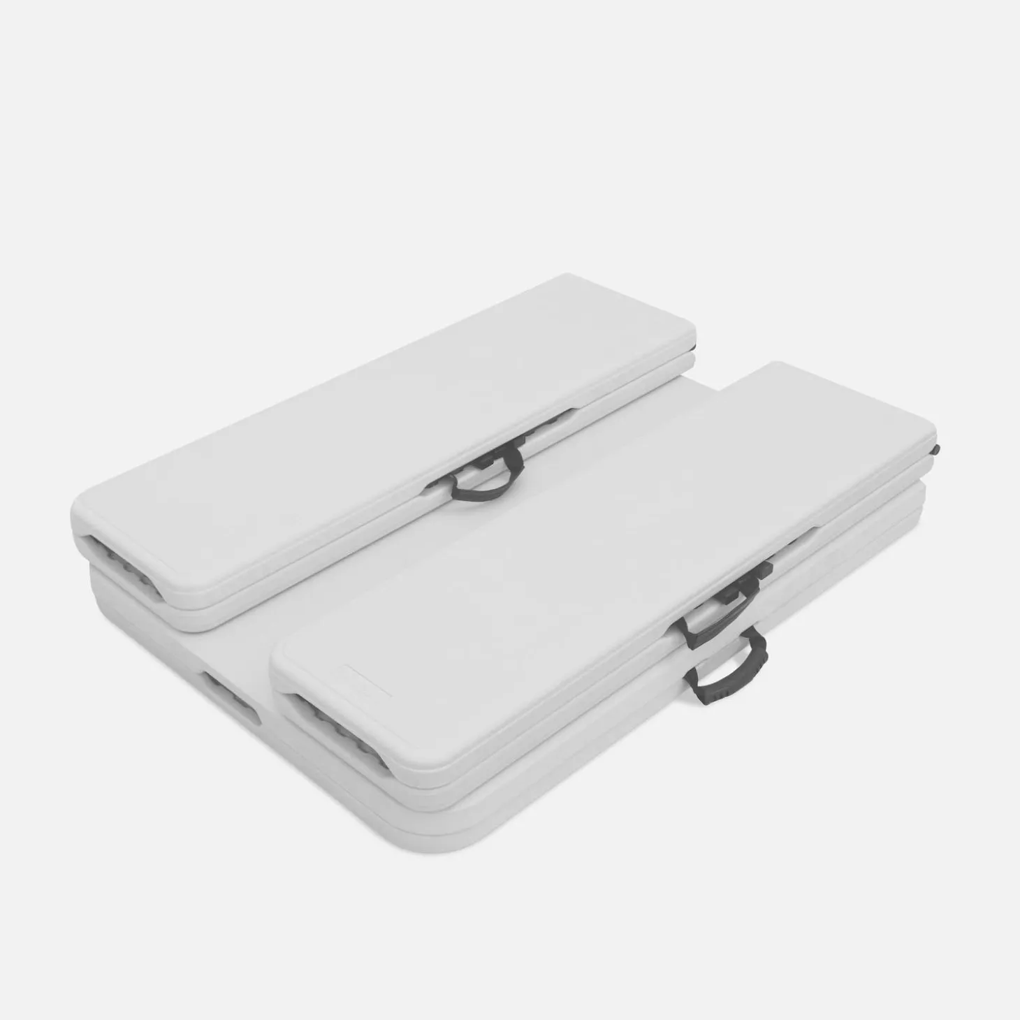 Opklaptafel van staal met 2 banken (set van 2)