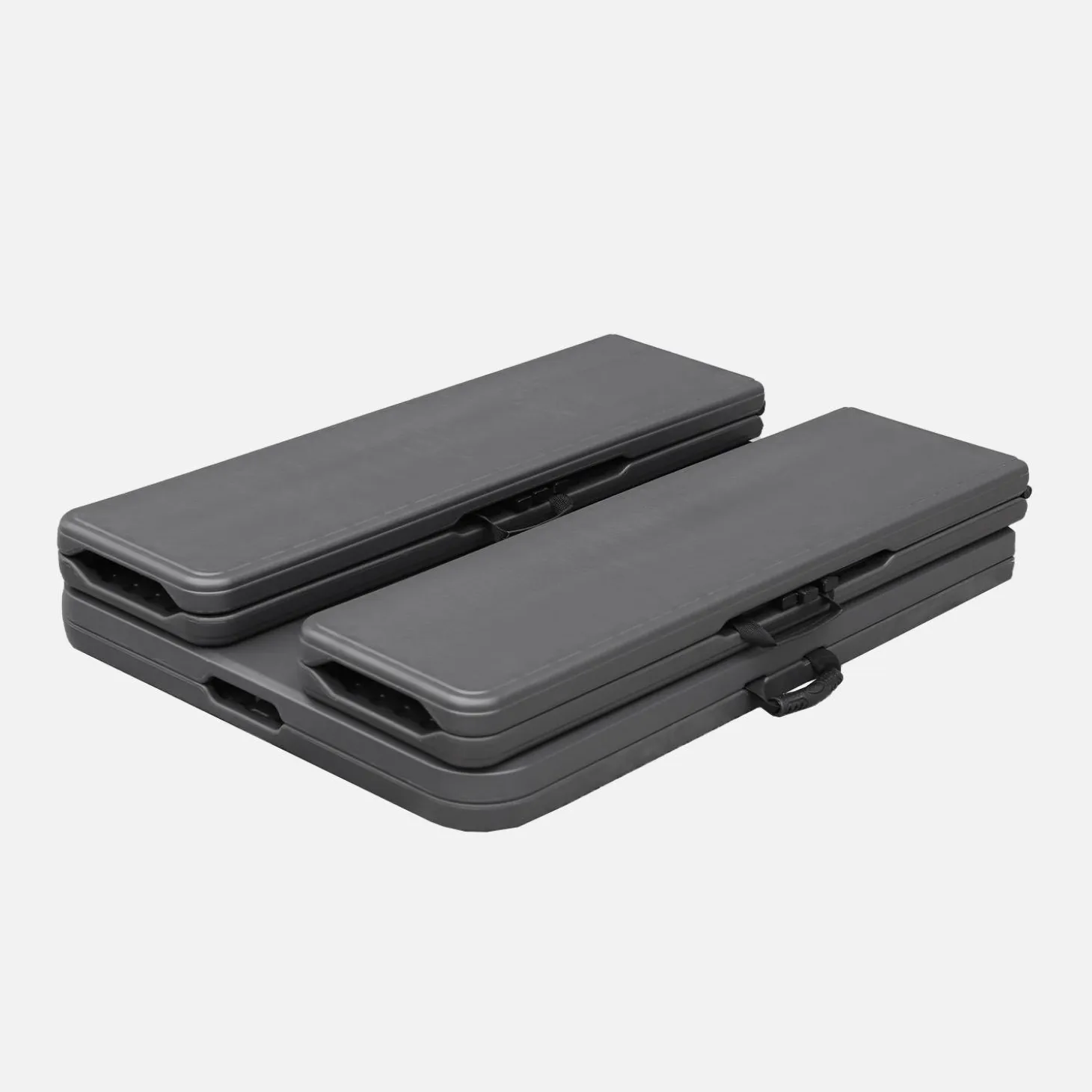 Opklaptafel van staal met 2 banken (set van 2)