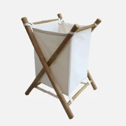 Opvouwbare wasmand van bamboe en stof