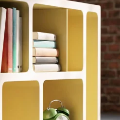 Organische boekenkast met tweekleurig houtdecor 8 vakken