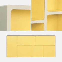 Organische boekenkast met tweekleurig houtdecor 8 vakken