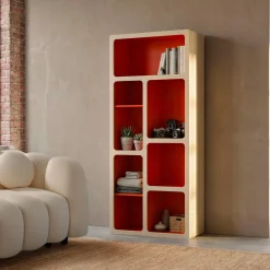 Organische boekenkast met tweekleurig houtdecor 8 vakken