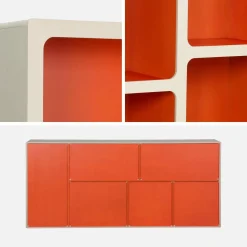 Organische boekenkast met tweekleurig houtdecor 8 vakken