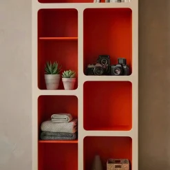 Organische boekenkast met tweekleurig houtdecor 8 vakken