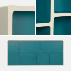 Organische boekenkast met tweekleurig houtdecor 8 vakken