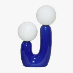 Organische tafellamp keramiek en wit glas H 31cm