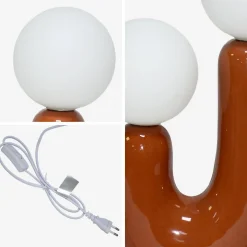 Organische tafellamp keramiek en wit glas H 31cm