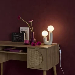 Organische tafellamp keramiek en wit glas H 31cm