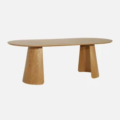 Ovale eettafel met houtdecor voor 8 personen