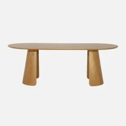 Ovale eettafel met houtdecor voor 8 personen