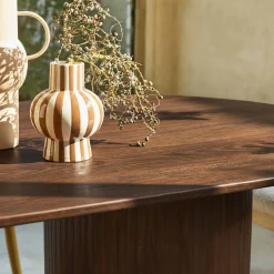 Ovale eettafel rubberhout en eikenfineer 8 plaatsen