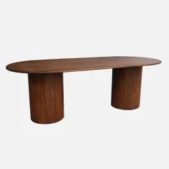 Ovale eettafel rubberhout en eikenfineer 8 plaatsen