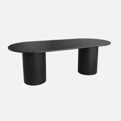 Ovale eettafel rubberhout en eikenfineer 8 plaatsen