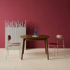 Ovale eettafel verlengbaar rubberhout en eiken fineer 4-6 plaatsen