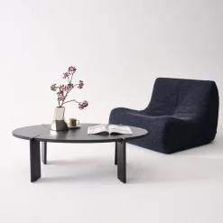 Ovale salontafel in massief hout 120cm