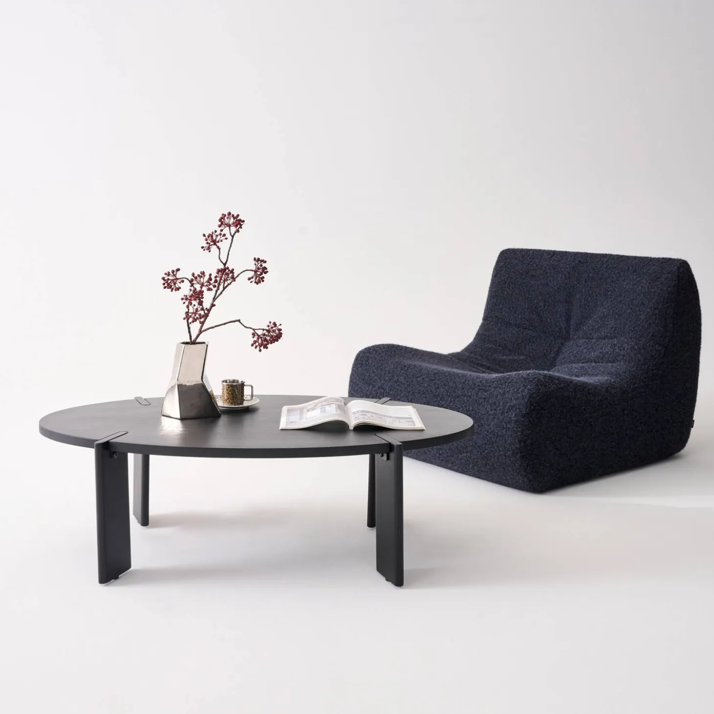 Ovale salontafel in massief hout 120cm