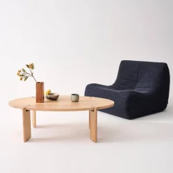 Ovale salontafel in massief hout 120cm