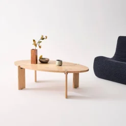 Ovale salontafel in massief hout 120cm