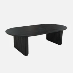 Ovale salontafel rubberhout met eikenfineer
