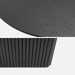 Ovale salontafel rubberhout met eikenfineer