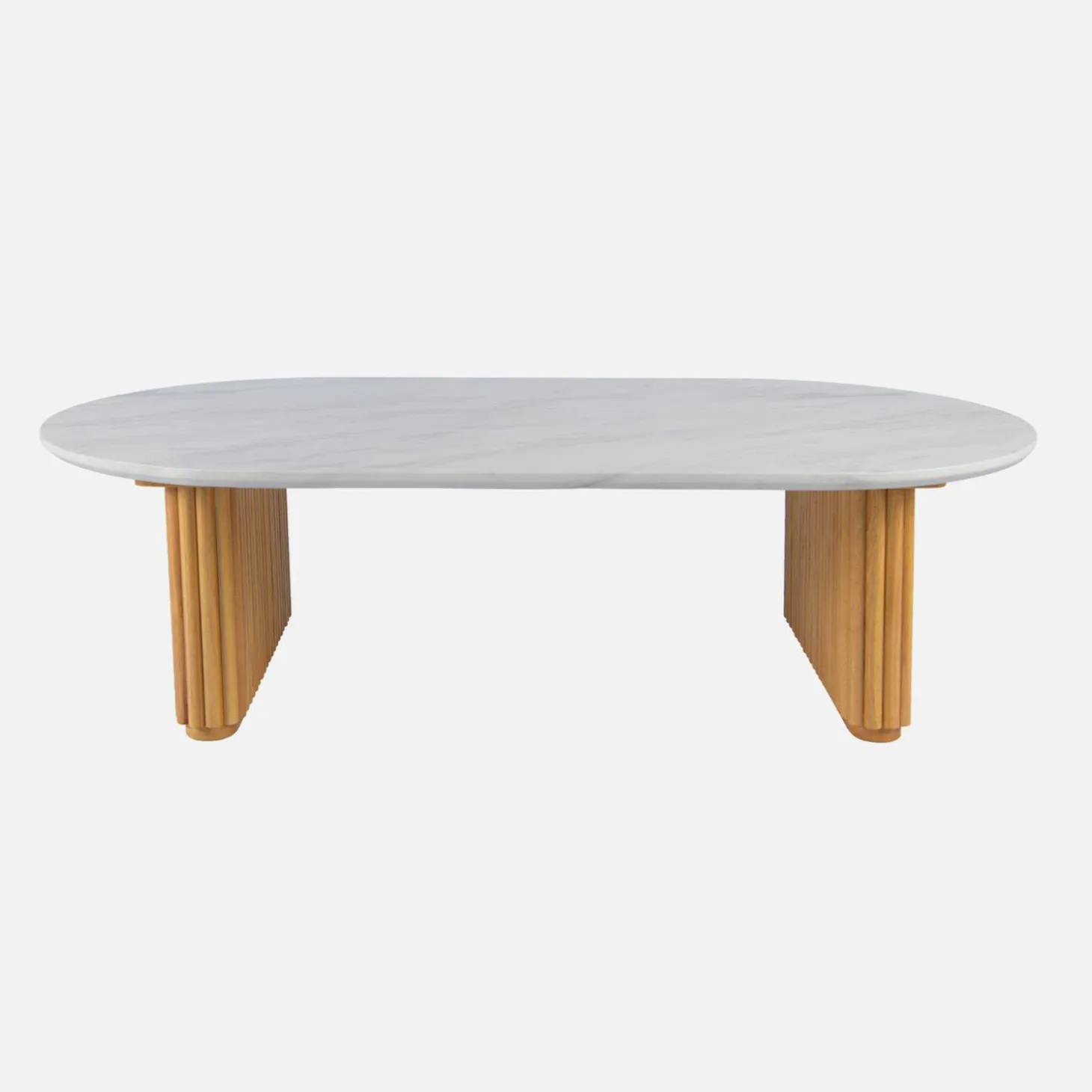 Ovale salontafel van rubberhout met steeneffect