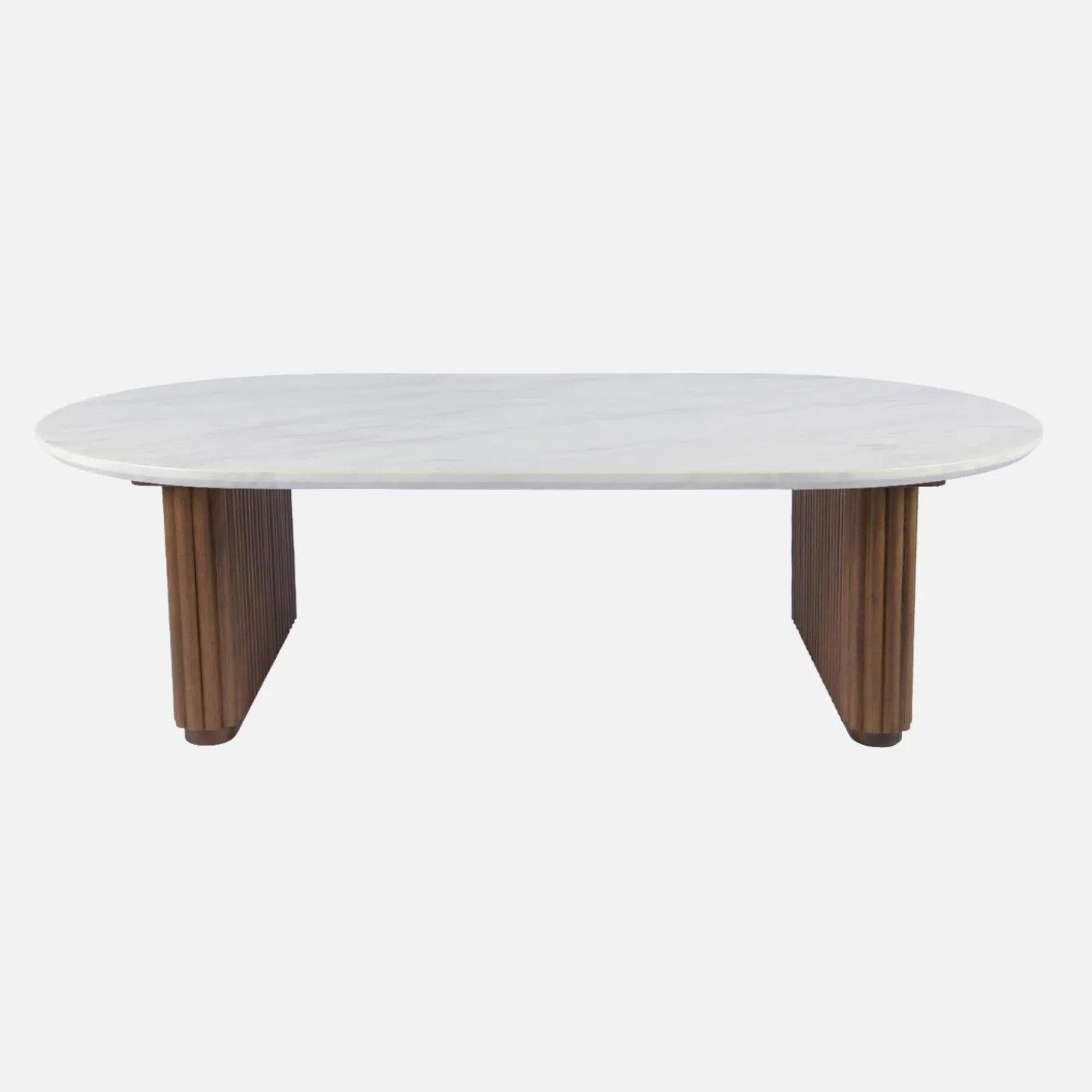 Ovale salontafel van rubberhout met steeneffect