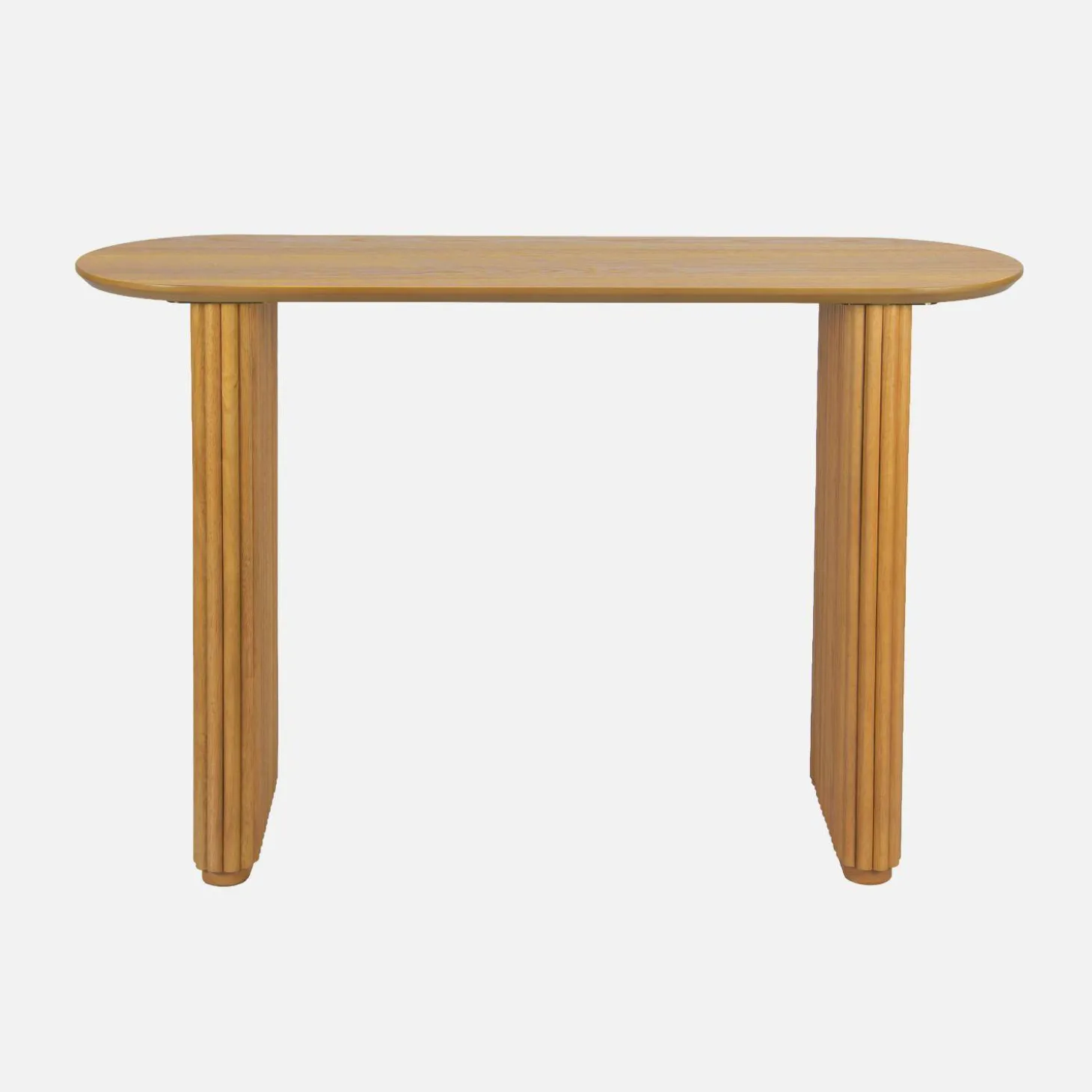 Ovale sidetable van rubberhout met eikenfineer