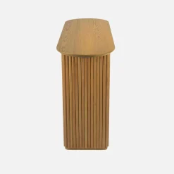 Ovale sidetable van rubberhout met eikenfineer