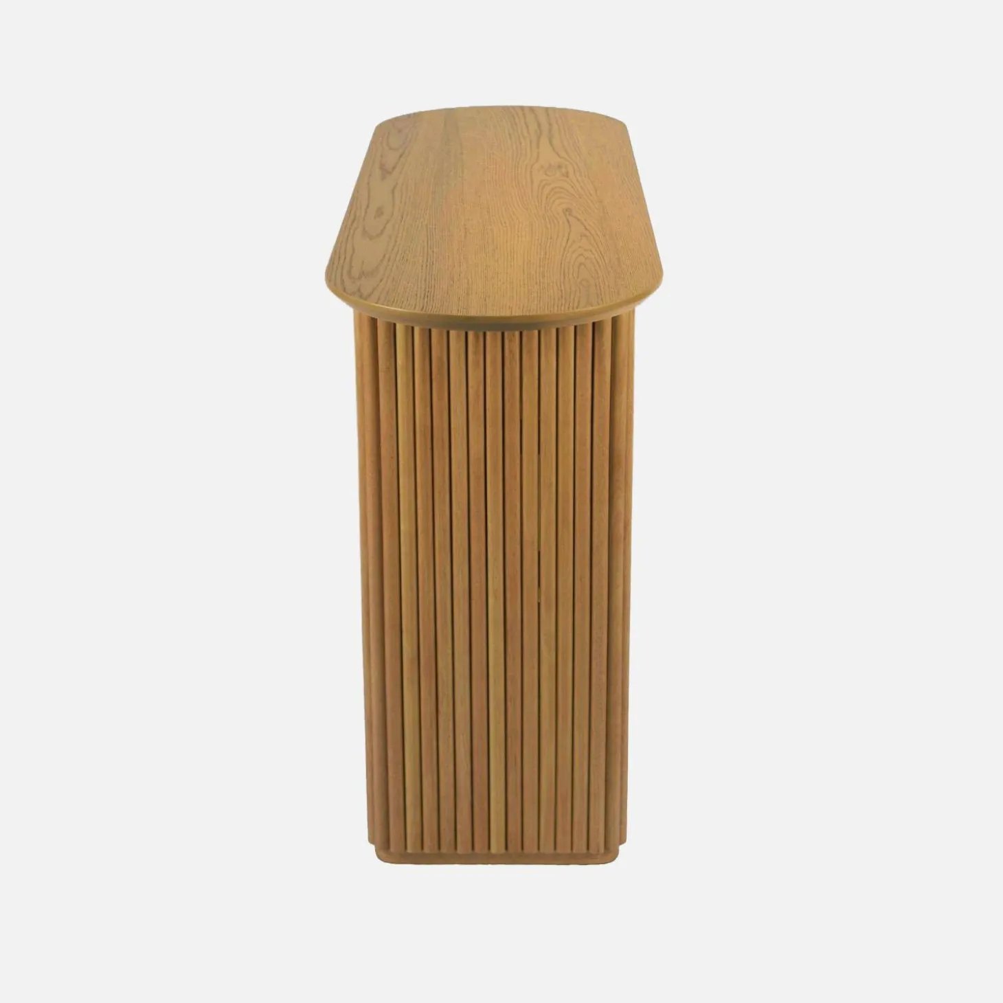 Ovale sidetable van rubberhout met eikenfineer