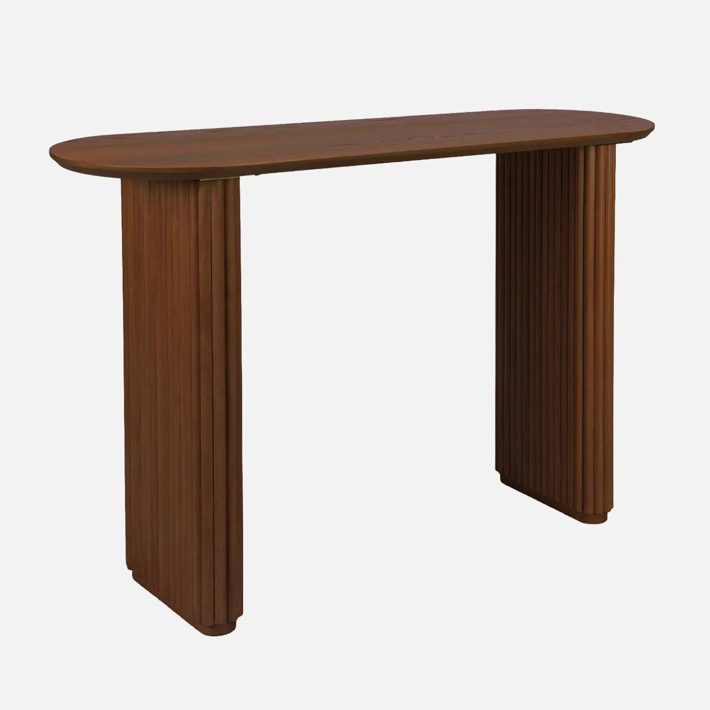 Ovale sidetable van rubberhout met eikenfineer