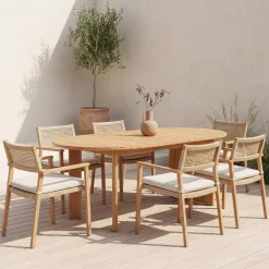 Ovale tuintafel van acaciahout voor 6 personen