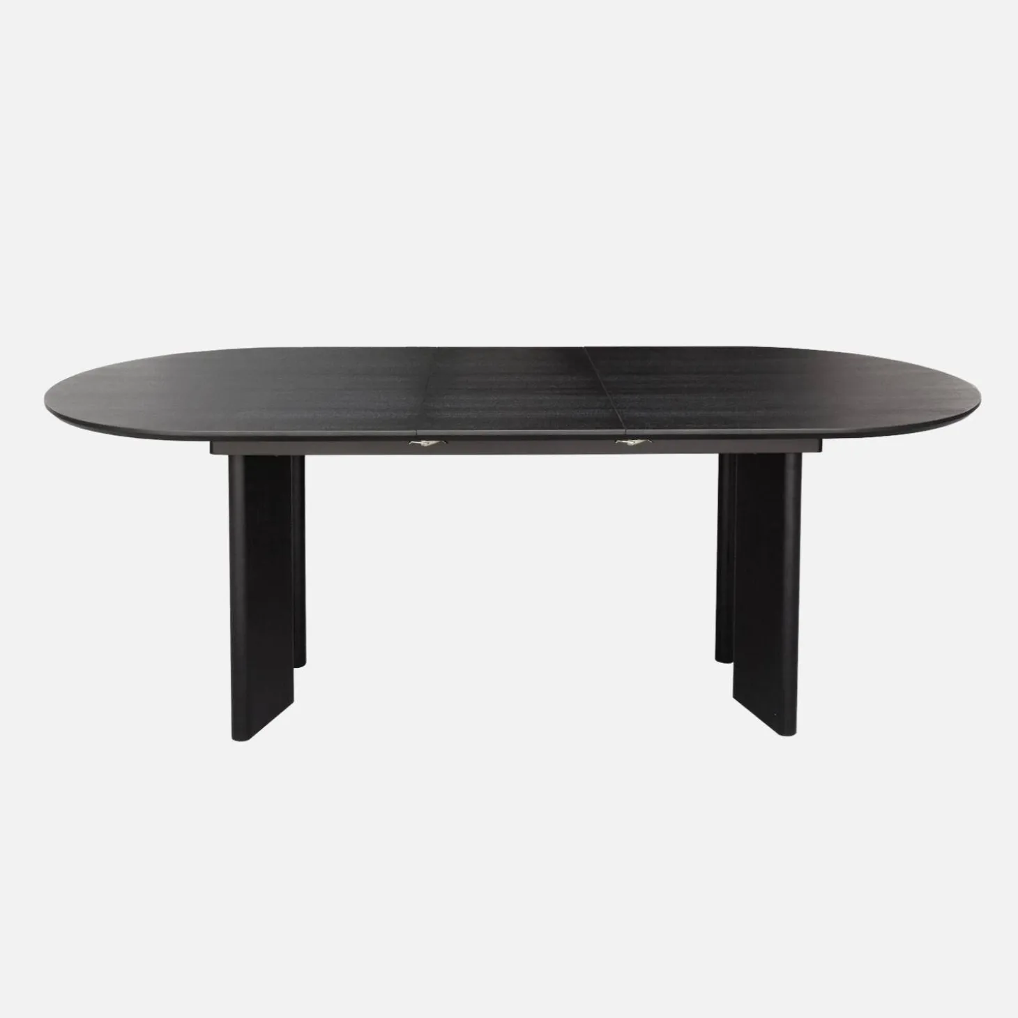Ovale uitschuifbare eettafel rubberhout en eikenfineer 6-8 plaatsen