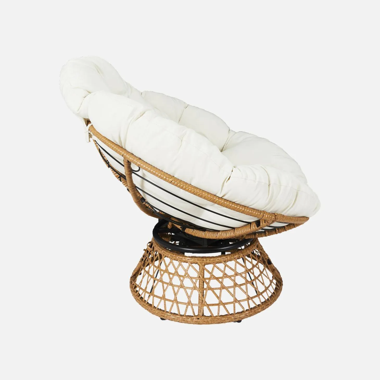 Papasan buiten/binnen draaifauteuil, polyrotan, Ø96cm